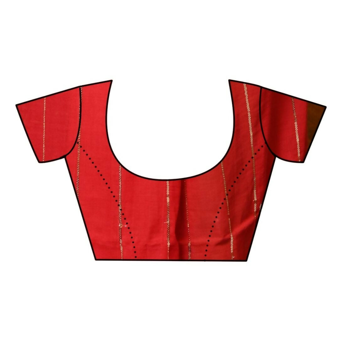 Very Much Indian Pure Mul Cotton Handloom Saree - Red | Swadesiicart