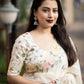 Cream Pure Linen Ethnic Motifs Saree with Unstitched Blouse - Hiral Fashion | Swadesiicart