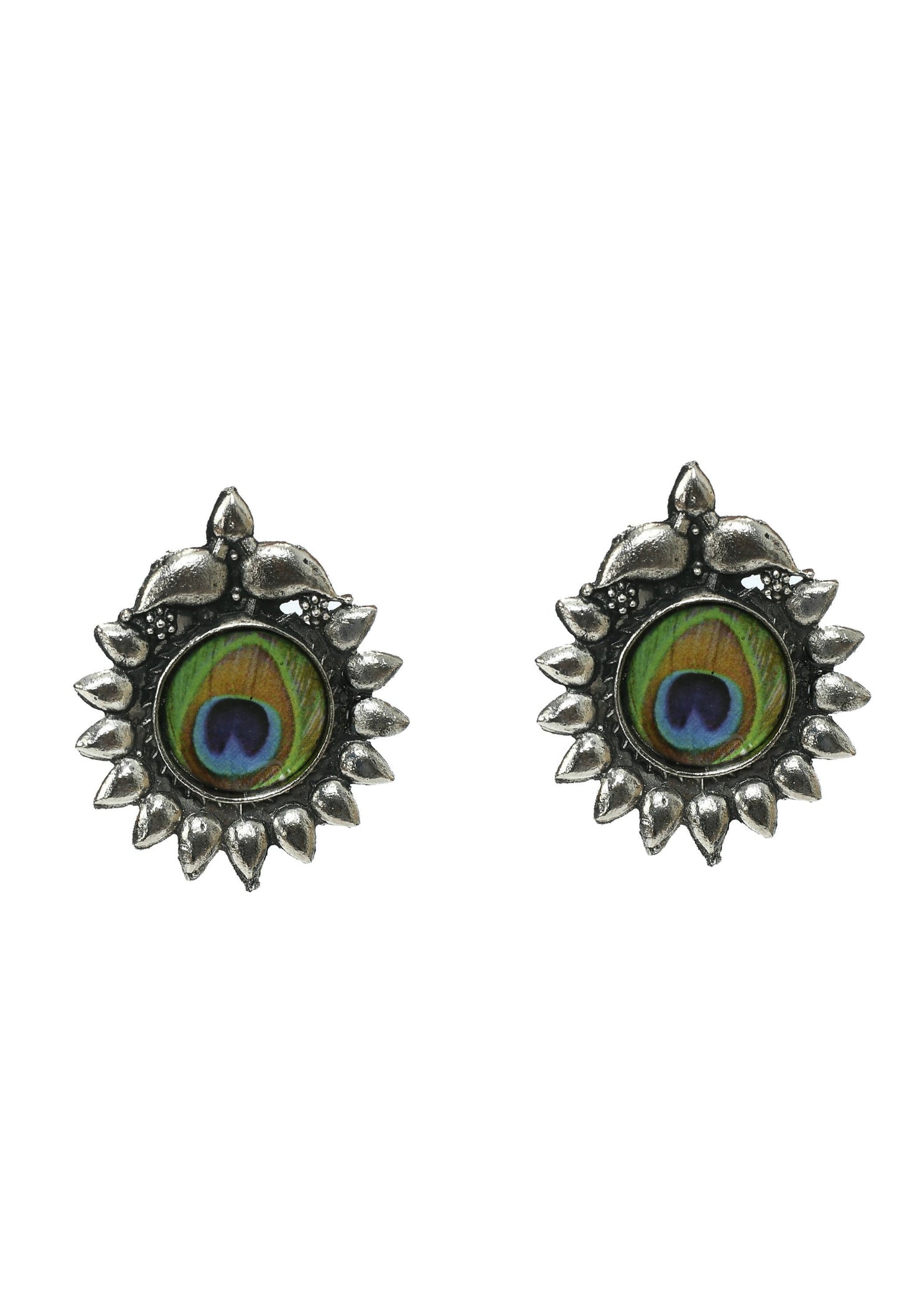 Mominos Fashion Johar Kamal Oxidised Silver-Plated Peacock Wings Work Necklace Handicraft | Swadesiicart