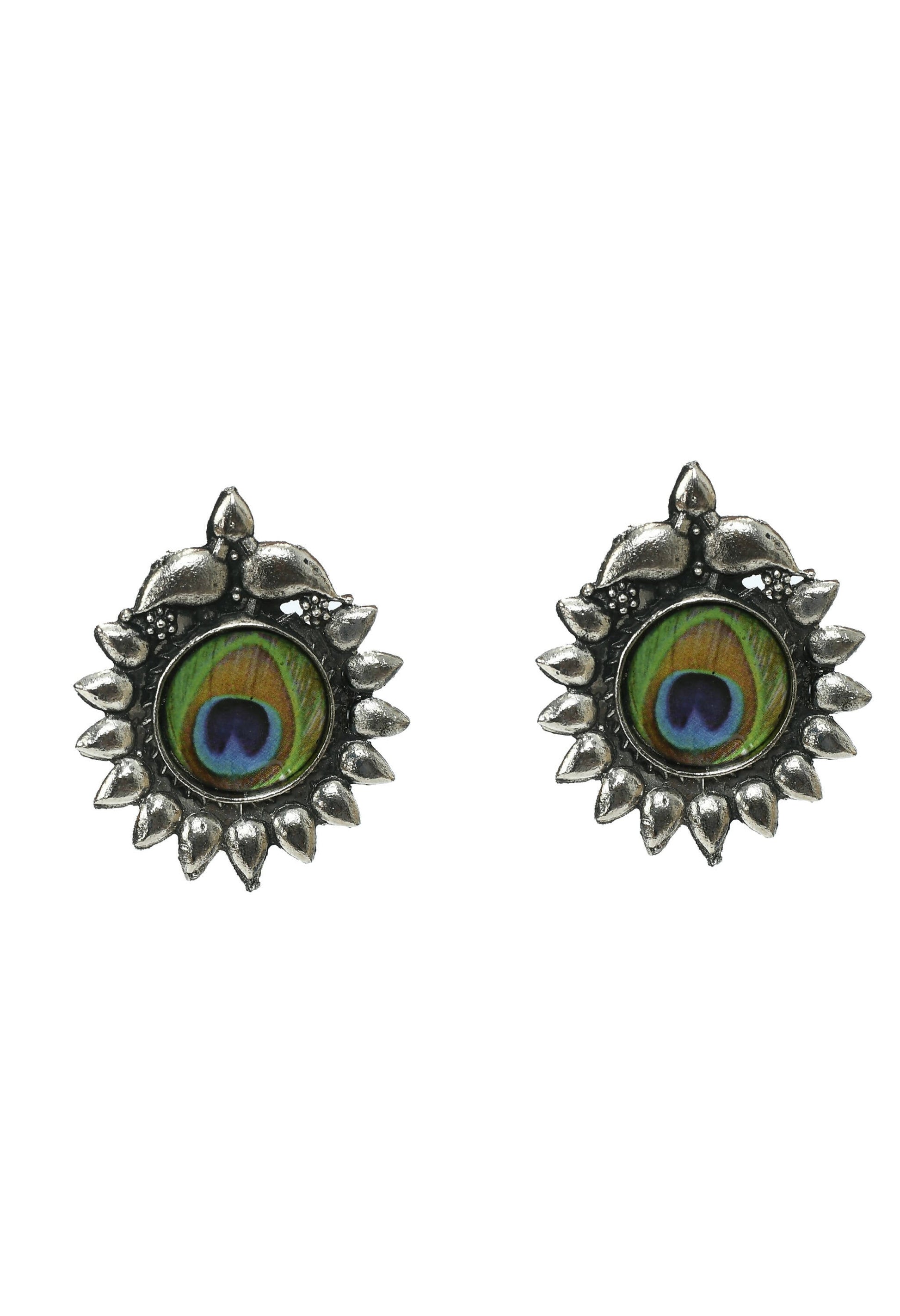 Mominos Fashion Johar Kamal Oxidised Silver-Plated Peacock Wings Work Necklace Handicraft | Swadesiicart