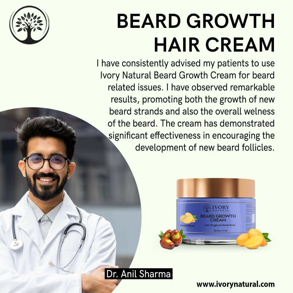Ivory Natural Beard Growth Cream - Biotin Boosted Hair Follicle For New Hair Cycle | Swadesiicart