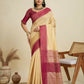 Vishnu Weaves Women's Chiku Raw Silk Thread Woven Saree with Blouse - Swadesiicart