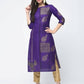 Aniyah Cotton Foil Printed Purple Straight Kurta (AN-134K)