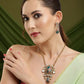 Kundan Antique Finish Floral Earrings and Necklace set - Ruby Raang | Swadesiicart