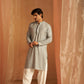 Grey viscose Chikankari Embroidery Work Men's Traditional Kurta Set - Mahotsav | Swadesiicart