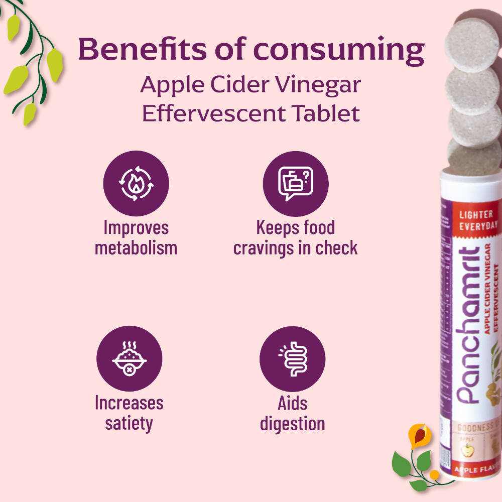 Panchamrit Apple Cider Vinegar Effervescent Tablets-Apple Flavor | Swadesiicart