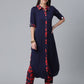 Ahalyaa Navy Blue Solid Rayon Kurta Pant Set | Swadesiicart