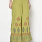 Aniyah Rayon Parrot Green Color Block Print Flared Slip-On Palazzo (AN-196K)