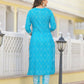 Partywear Designer sky blue cotton Stitched Suit With Dupatta - Tanisha | Swadesiicart