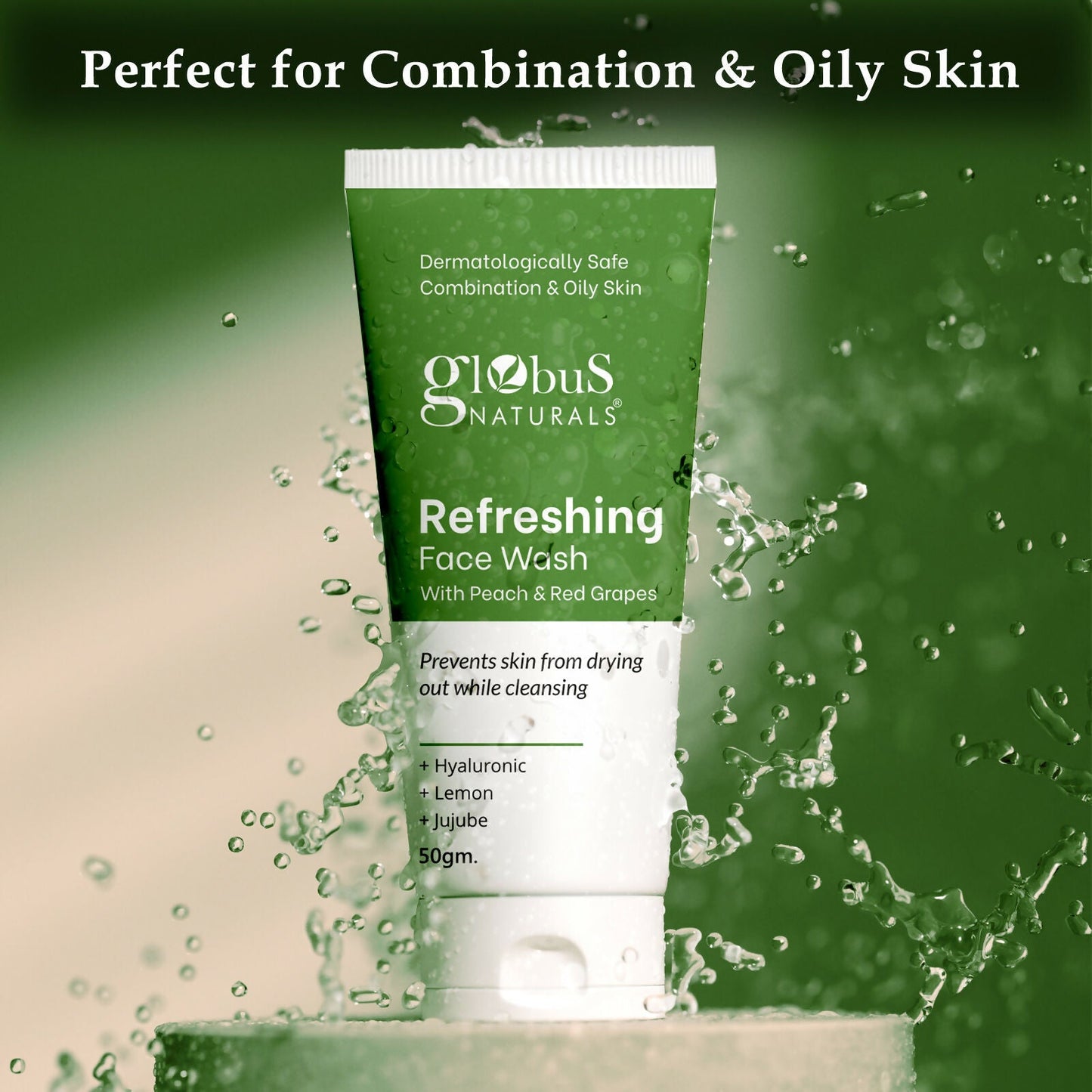 Globus Naturals Refreshing Face Wash with Peach & Red Grapes | Swadesiicart