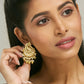 Nuyug 22K Gold-Plated Kundan Stone Studded & Pearl Drop Beaded Crescent Shaped Chandbalis | Swadesiicart