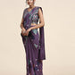 Purple Pure Georgette Sequence work Ready to wear Saree with stitched Blouse - Nirvana | Swadesiicart