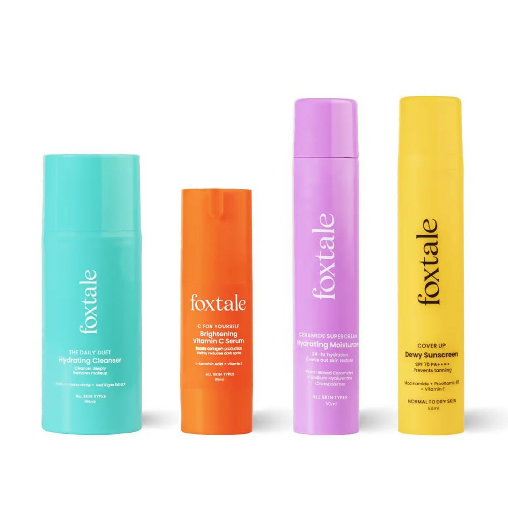 Foxtale CSMS (Cleanser, Serum, Moisturizer, Sunscreen) Flawless Skin Combo | Swadesiicart