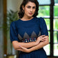 Juniper Women's Navy Thread Embroidered Rayon Top & Dhoti Pant Set - Swadesiicart