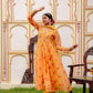 Vaasva Women Yellow Organza Floral Embroidered Anarkali Kurta, Pant & Dupatta set | Swadesiicart