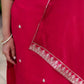 The52 Red Women's Gorgeous Embroidered Rayon Slub Fabric Straight Kurta Pant with Dupatta Set - Swadesiicart