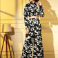 Black Crepe Digital Printed Top With Matching Trouser - Shivani