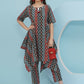 Joban Fashion Ikkat Printed Co Ord Set - Blue Red - Swadesiicart