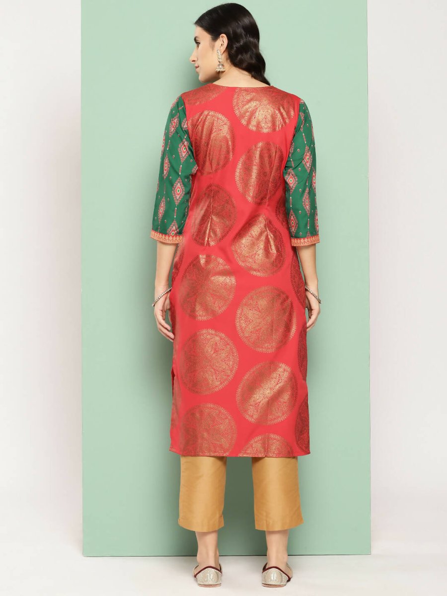 Ahalyaa Women's Traditional wear Kurta - Red | Swadesiicart