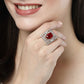 NVR Women's Red & Silver CZ-Studded Square-Shaped Adjustable Finger Ring | Swadesiicart