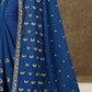 Blue Georgette Embroidered Saree with Unstitched Blouse Piece - Avika