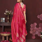 Joban Fashion Pink Floral Motifs Banarasi Silk Sarees | Swadesiicart