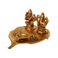 eCraftIndia Antique Gold-Toned Metal Handcrafted Laxmi Ganesh With Diya On Leaf | Swadesiicart