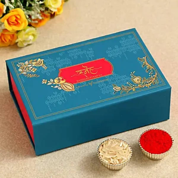 Om Pearl Bracelet Rakhi & Kaju Katli Box | Swadesiicart