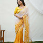 Vamsee Yellow Sequence 2 Yellow & White Georgette Saree - Swadesiicart