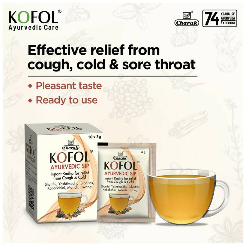 Charak Pharma Kofol Ayurvedic Sip Instant Kadha Sachet - Swadesiicart