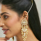 Nuyug 22 K Gold-Plated Elegant Kundan Studded & Pearl Beaded Crescent Shaped Kanauti Earrings | Swadesiicart