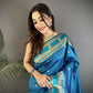 Joban Fashion Sky Blue Banarasi Soft Silk Woven Saree | Swadesiicart