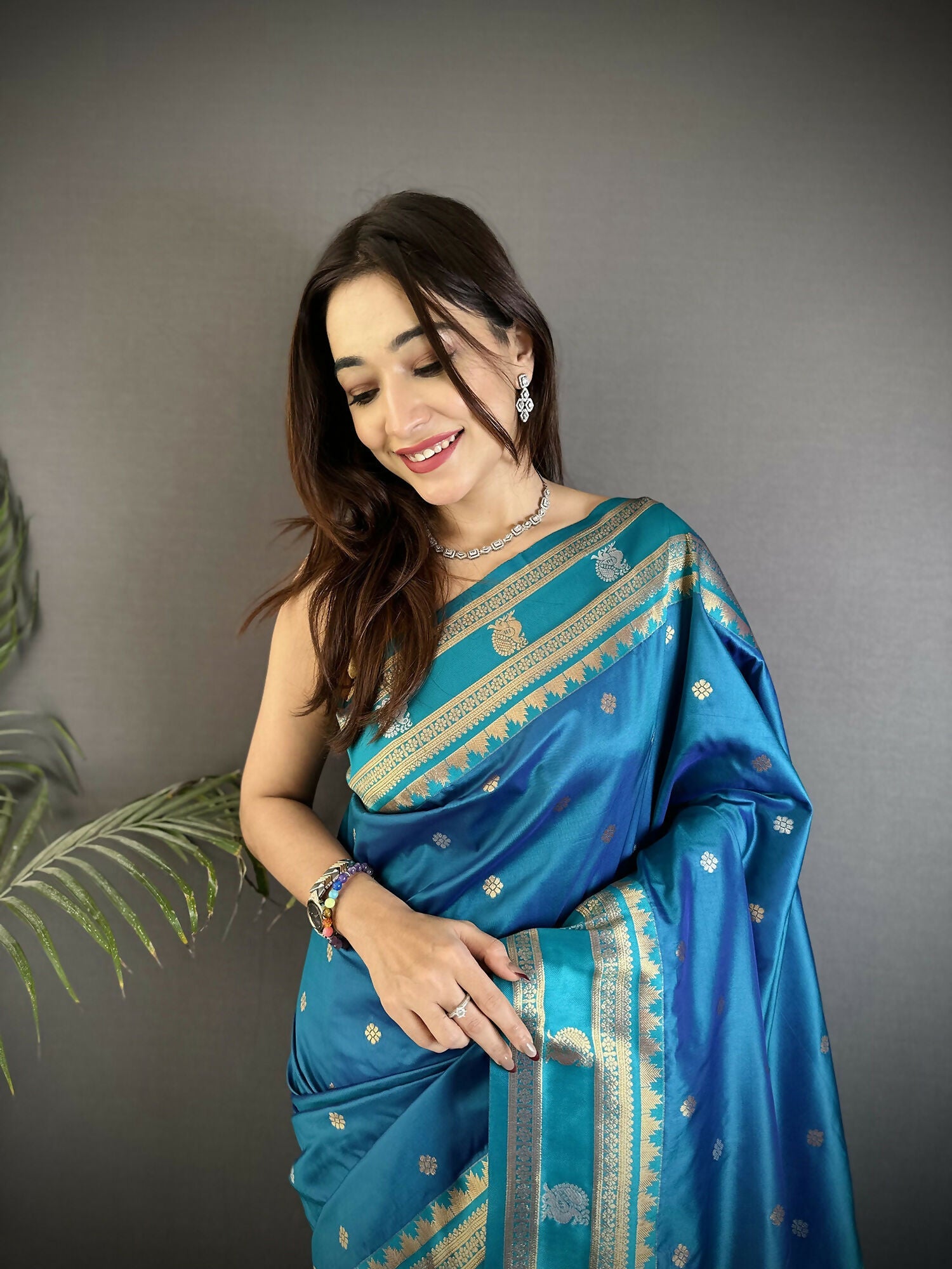 Joban Fashion Sky Blue Banarasi Soft Silk Woven Saree | Swadesiicart