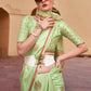 Sprout Green Pure Satin Zari Weaving Wedding Festive Saree - Emponline | Swadesiicart