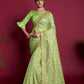Vamsee Green Organza Saree - Swadesiicart