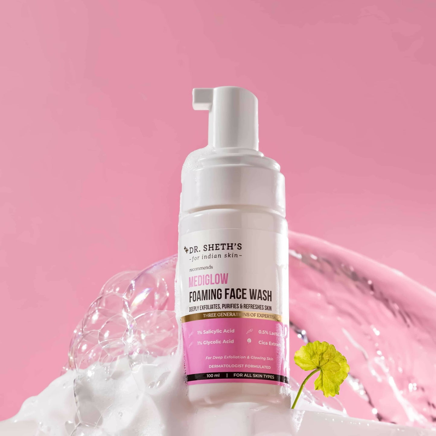 Dr. Sheth's Mediglow Foaming Face Wash For Glowing Skin, Deeply Cleanses, Exfoliates & Unclogs Pores, For All Skin Types - Limited Time Offer - Swadesiicart