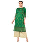 Aniyah Cotton Gold Print Straight Kurta In Green Color (AN-169K) - Swadesiicart
