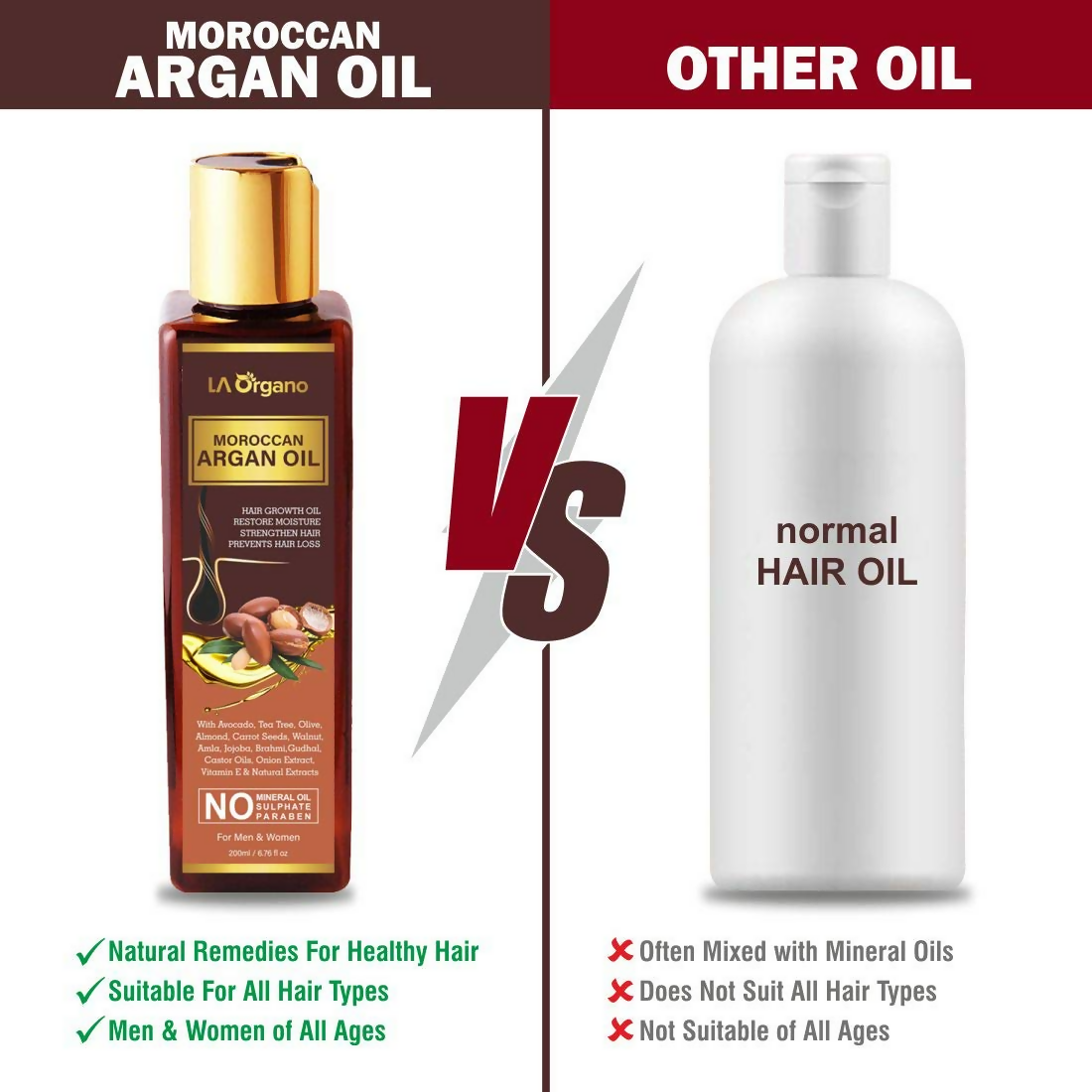 LA Organo Moroccan Argan Hair Oil | Swadesiicart