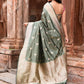 Joban Fashion Dusty Olive Banarasi Katan Pure Handloom Silk Saree | Swadesiicart
