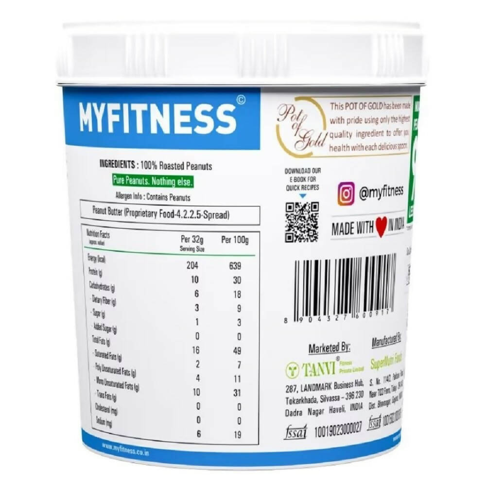 Myfitness All Natural Unsweetened Peanut Butter Crunchy - Swadesiicart
