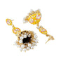 NVR Women Gold-Polished Yellow Jhumkas Earrings | Swadesiicart