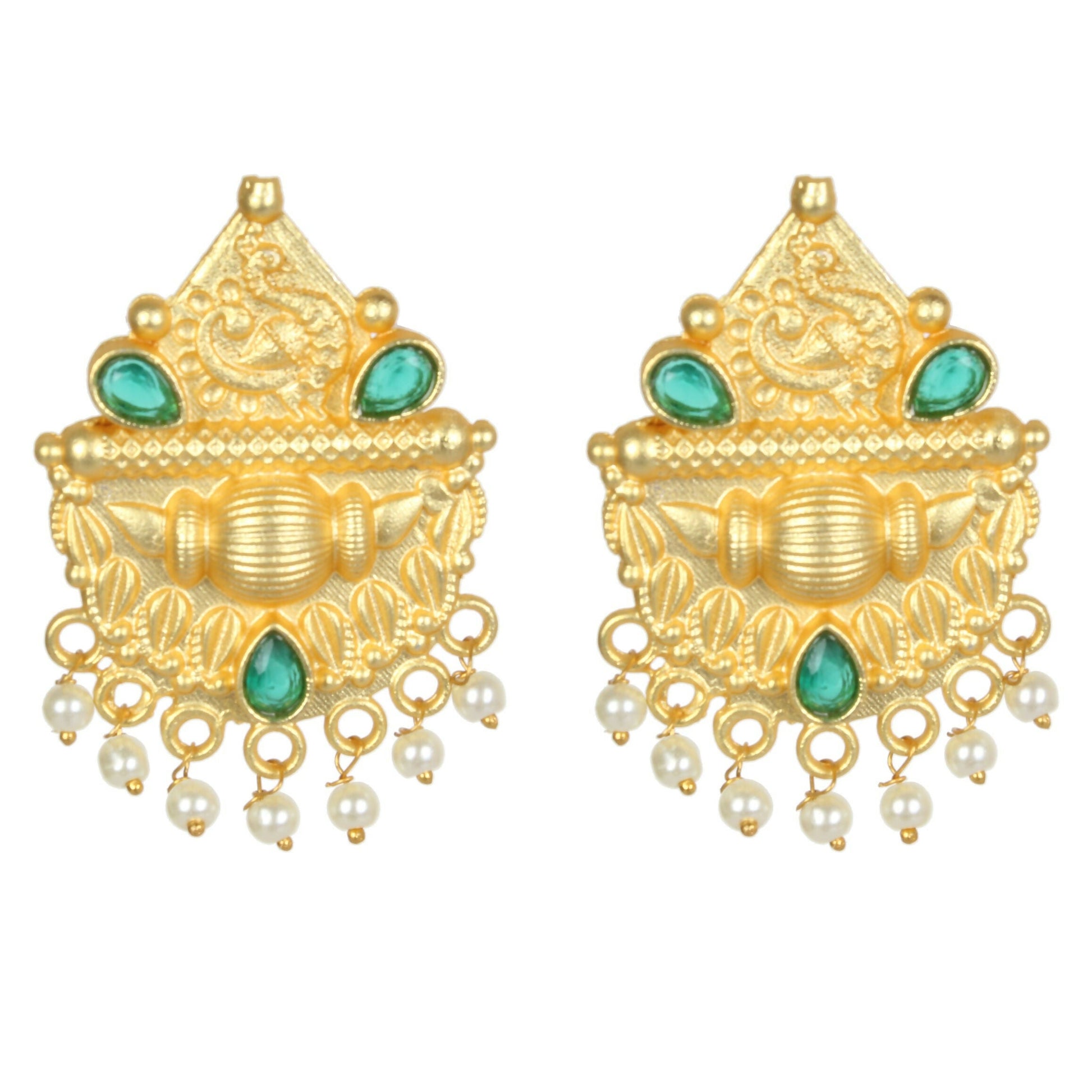 Joban Fashion Women Matte Gold Brass Earrings | Swadesiicart