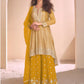 Vegaa Fashion Yellow Georgette Embroidered Palazzo Suit - Swadesiicart