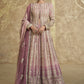 Vegaa Fashion Peach Real Georgette Embroidered Lehenga Style Suit - Swadesiicart
