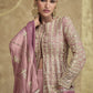 Vegaa Fashion Peach Real Georgette Embroidered Lehenga Style Suit - Swadesiicart