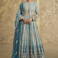 Vegaa Fashion Sky Blue Real Georgette Embroidered Lehenga Style Suit - Swadesiicart