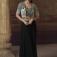 Vegaa Fashion Black Real Chinon Silk Embroidered Jacket Style Palazzo Suit - Swadesiicart