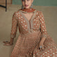 Vegaa Fashion Light Brown Real Georgette Embroidered Anarkali Suit - Swadesiicart