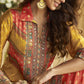Vegaa Fashion Yellow Crepe Silk Emblissed Mirror Work Designer Cord Set - Swadesiicart