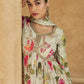 Vegaa Fashion Off White Real Chinon Silk Embroidered Anarkali Suit - Swadesiicart